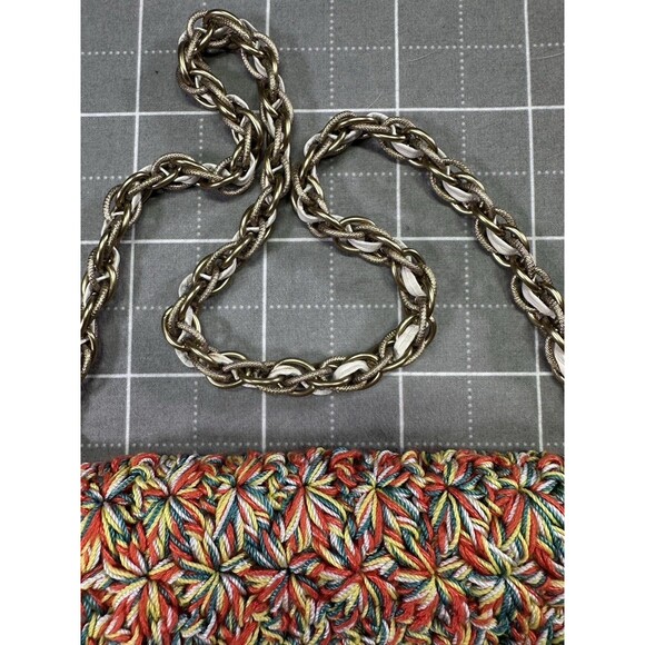 Elliott Lucca Multicolor Crochet Shoulder Bag - Chain Strap Boho Clutch Purse - Picture 3 of 5